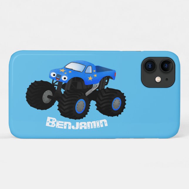 Capa Para iPhone 11 Ilustração de desenho animado de monstro azul boni (Verso (horizontal))