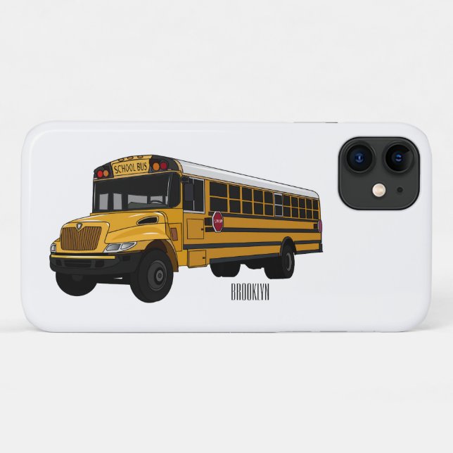Capa Para iPhone 11 Ilustração de desenho animado de ônibus escolar (Verso (horizontal))