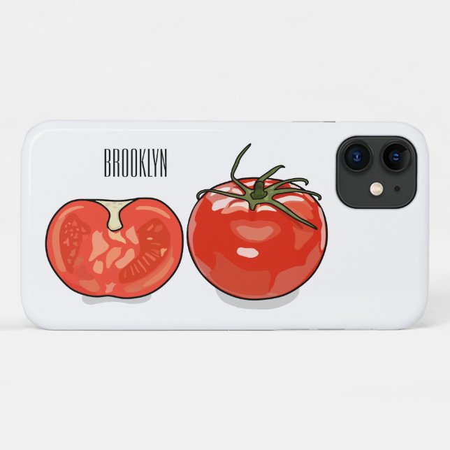 Capa Para iPhone 11 Ilustração de desenho animado de tomate (Verso (horizontal))