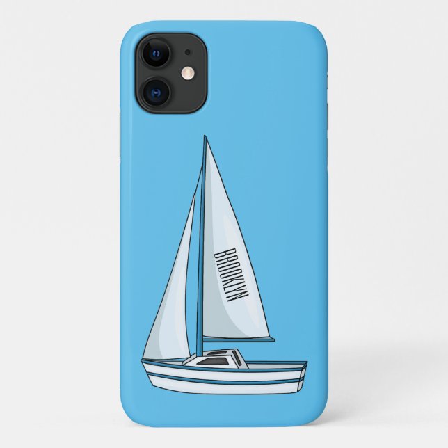 Capa Para iPhone 11 Ilustração de desenho animado em veleiro (Verso)