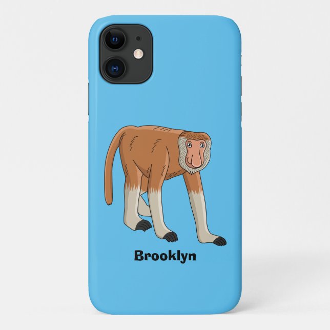 Capa Para iPhone 11 Ilustração de desenho animado engraçado do macaco  (Verso)
