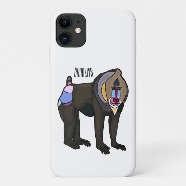 Capa Para iPhone 11 Ilustração de desenho animado Mandrill (Verso)