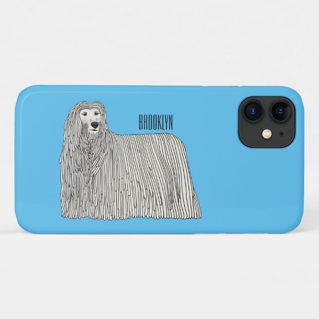 Capa Para iPhone 11 Ilustração de desenho de cães Komondor (Verso (horizontal))