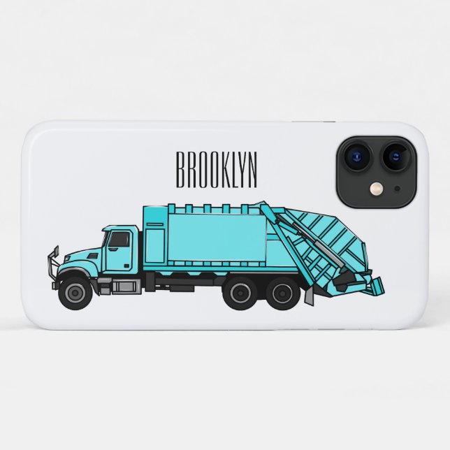 Capa Para iPhone 11 Ilustração de desenho do caminhão de lixo (Verso (horizontal))