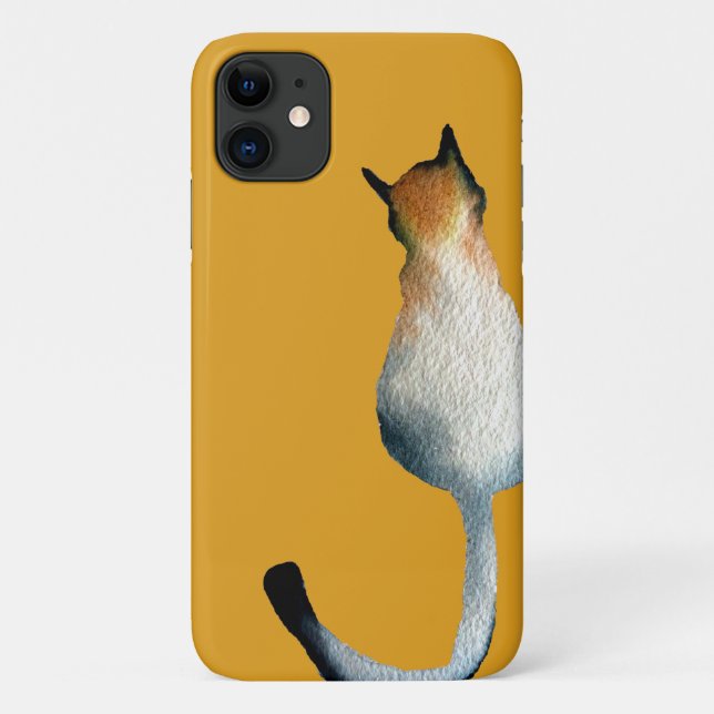 Capa Para iPhone 11 Ilustração de gato preto e marrom da Tabby (Verso)