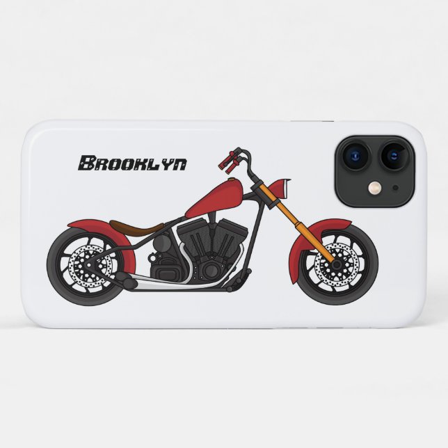 Capa Para iPhone 11 Ilustração de motocicleta estilo chopper (Verso (horizontal))