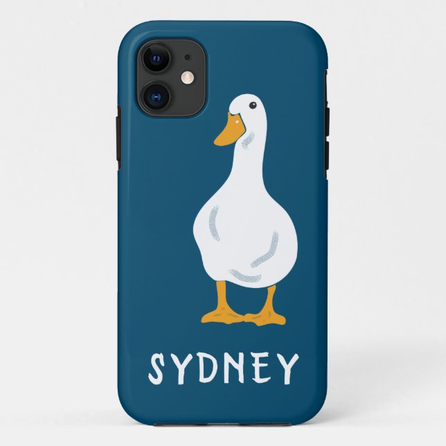 Capa Para iPhone 11 Ilustração de Pato Branco Personalizado (Verso)
