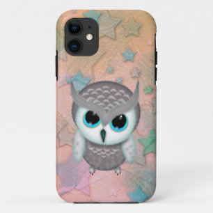 Capa Para iPhone 11 Ilustração de Pequena Coruja Resmungona de Chifre