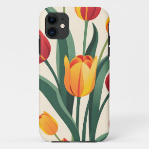 Capa Para iPhone 11 Ilustração de Tulipas Negrito