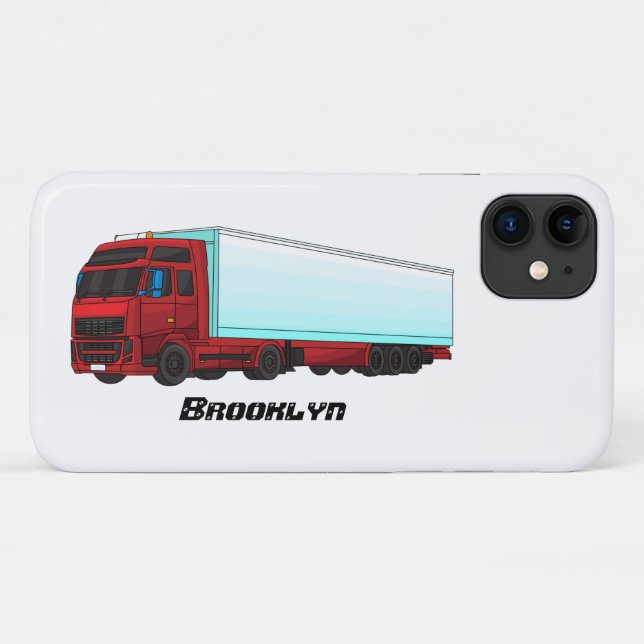 Capa Para iPhone 11 Ilustração do caminhão do trailer vermelho (Verso (horizontal))