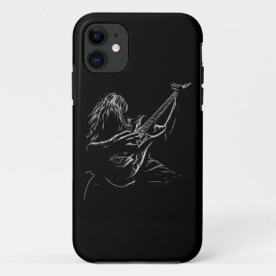 Capa Para iPhone 11 Ilustração do tocador de guitarra de metal preto e