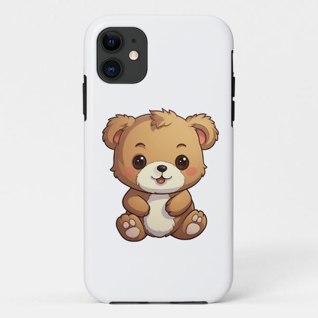 Capa Para iPhone 11 Ilustração do urso de desenho animado (Verso)