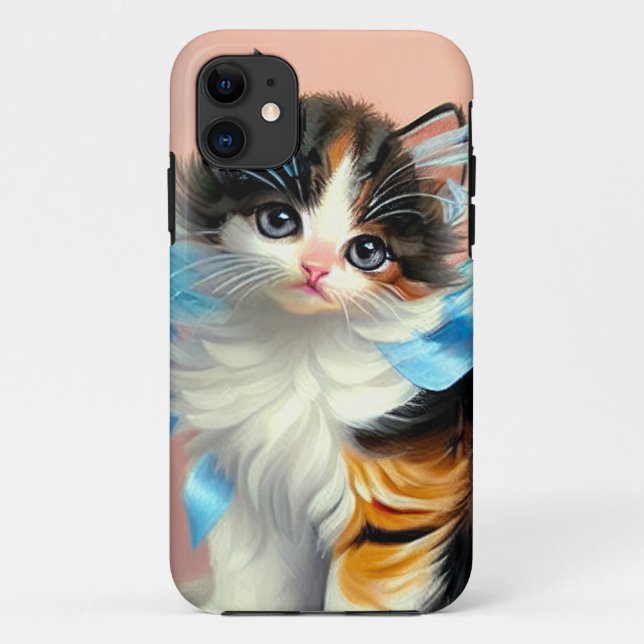 Capa Para iPhone 11 Ilustração Vintage Calico Kitten (Verso)