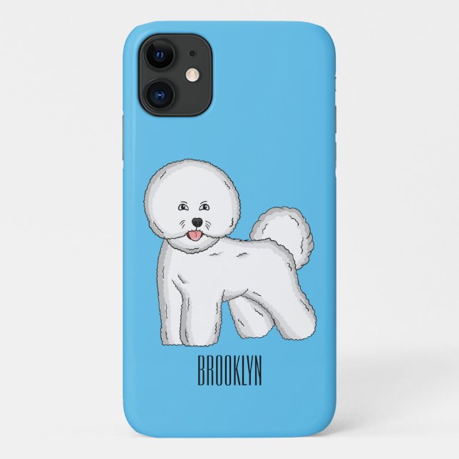 Capa Para iPhone 11 Imagem de desenho animado de cachorro de frise de  (Verso)