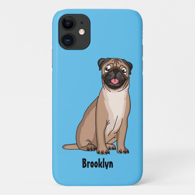 Capa Para iPhone 11 Imagem de desenho animado de cachorro feliz e engr (Verso)