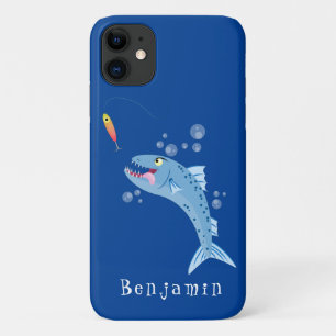 Capa Para iPhone 11 Imagem de desenho animado de pesca com fome de pei