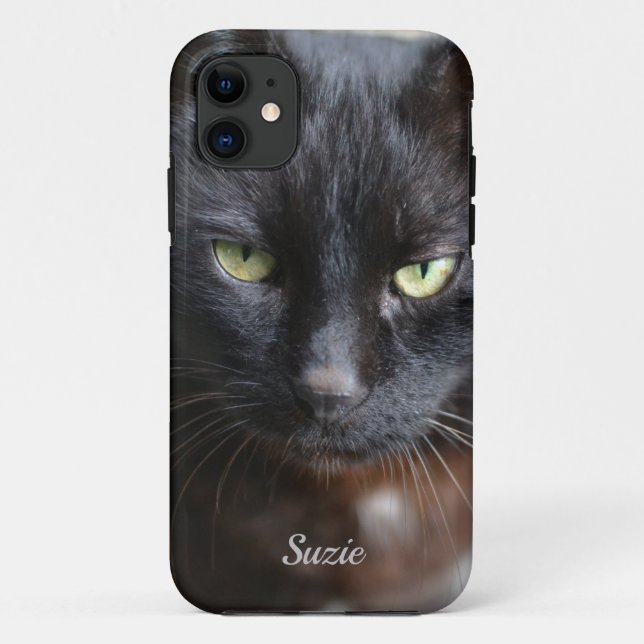 Capa Para iPhone 11 Imagem do Lover Gato Preto com Motivação (Verso)