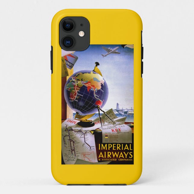 Capa Para iPhone 11 Imperial Airways Globe (Verso)