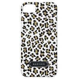 Capa Para iPhone 11 Impressão bege Dourado selvagem chique do leopardo