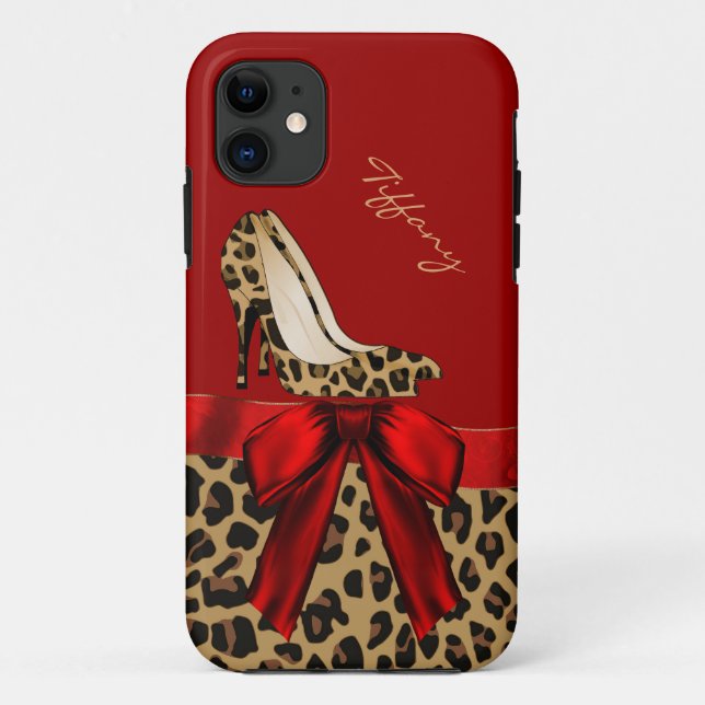 Capa Para iPhone 11 Impressão Chic Red & Jaguar (Verso)
