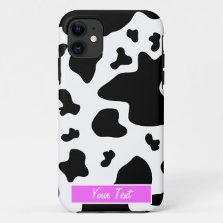 Capa Para iPhone 11 Impressão cor-de-rosa preto/branco da vaca -