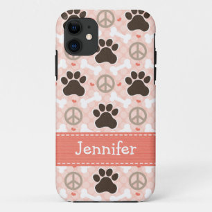 Capa Para iPhone 11 Impressão da pata dos cães do amor da paz