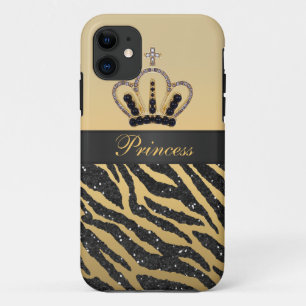 Capa Para iPhone 11 Impressão da zebra do brilho do falso & coroa