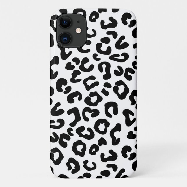 Capa Para iPhone 11 Impressão de Chita em Preto e Branco (Verso)