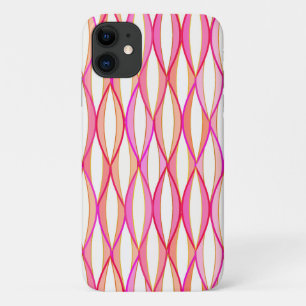 Capa Para iPhone 11 Impressão de Fita do Médio do Século - coral e