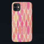 Capa Para iPhone 11 Impressão de Fita do Século de médio - rosa, coral<br><div class="desc">impressão de fita abstrato de médio do século moderno em tons de cor rosa-coral,  cor-de-laranja,  pêssego e rosa-fuchsia,  acentuados com cor branca</div>