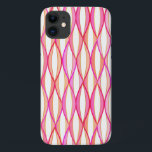 Capa Para iPhone 11 Impressão de fita do século médio - coral e rosa<br><div class="desc">impressão de fita de abstrato moderna do século médio em tons suaves de laranja coral,  cor-de-rosa coral e orquídea com cor branca</div>
