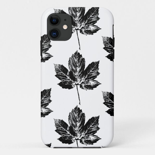 Capa Para iPhone 11 Impressão de Folha de Mapeamento Preto e Branco (Verso)