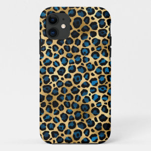 Capa Para iPhone 11 Impressão de Leapare Azul e Dourado