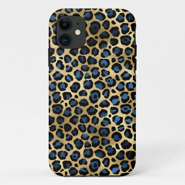 Capa Para iPhone 11 Impressão de Leapare Azul e Dourado (Verso)