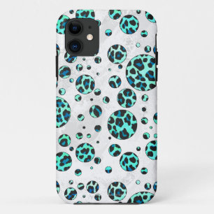 Capa Para iPhone 11 Impressão de Leopardo Negro e Teal