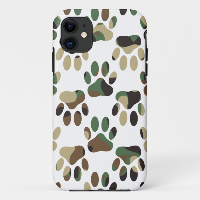 Capa Para iPhone 11 Impressão de Pata de Cachorro Padrão da Camo (Verso)