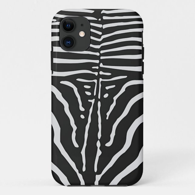 Capa Para iPhone 11 Impressão de pele Zebra Autêntica - faixa branca p (Verso)