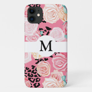 Capa Para iPhone 11 Impressão de Preto e Branco Floral Personalizado