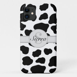 Capa Para iPhone 11 Impressão de Vaca Personalizada do Monograma Inic