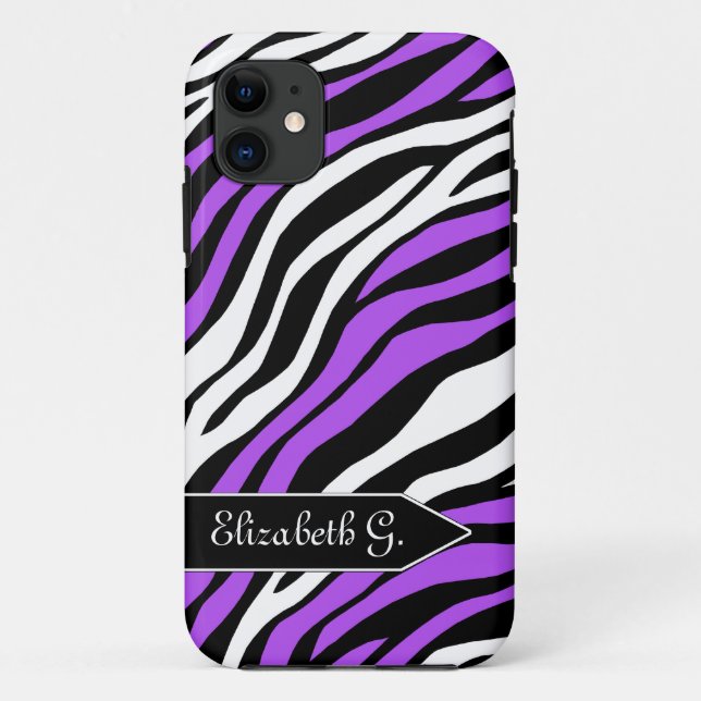 Capa Para iPhone 11 Impressão de Zebra Míx Roxo iPhone 5 Case (Verso)