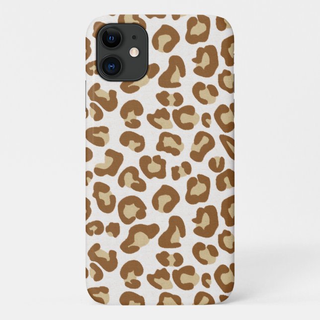 Capa Para iPhone 11 Impressão do Leopardo da Neve, bege, bronzeado e c (Verso)