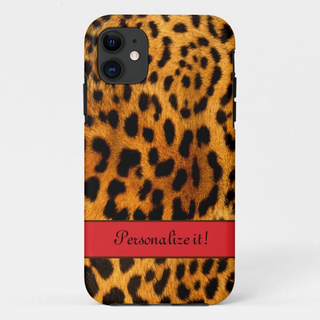 Capa Para iPhone 11 Impressão do leopardo, w/Red - caixa iPhone5 (Verso)