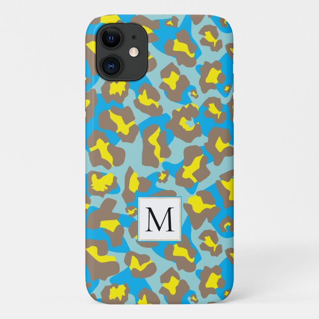 Capa Para iPhone 11 Impressão e monograma de animais leopardo castanho (Verso)
