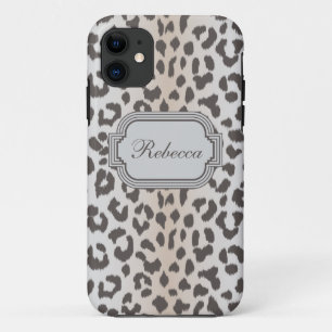 Capa Para iPhone 11 Impressão elegante do leopardo com monograma