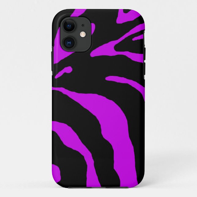 Capa Para iPhone 11 Impressão em animais com faixa de zebra roxa (Verso)