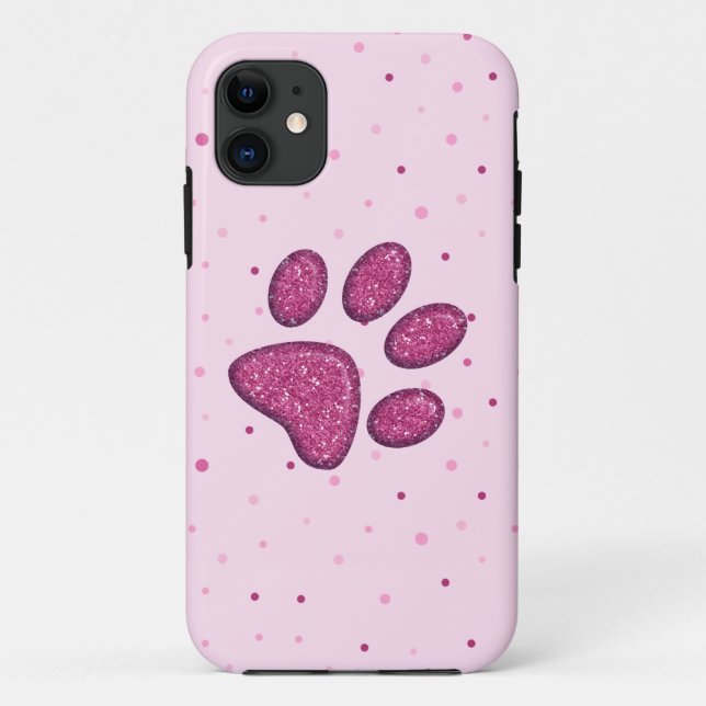 Capa Para iPhone 11 impressão em pata de gato cintilante - rosa (Verso)