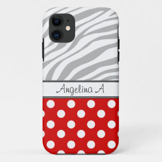Capa Para iPhone 11 Impressão iPhone 5 com Zebra Leve da Bolinhas Verm