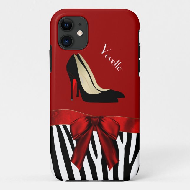 Capa Para iPhone 11 Impressão iPhone 5 de Vermelho e Zebra Fashionable (Verso)
