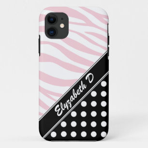 Capa Para iPhone 11 Impressão iPhone 5 de Zebra Rosa-Bolinhas Preta