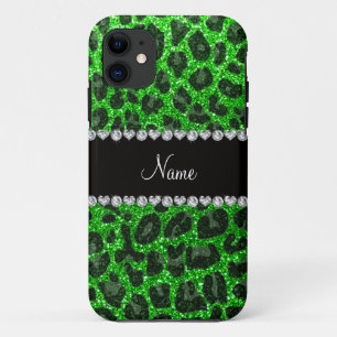 Capa Para iPhone 11 Impressão leopardo com brilho de verde limão de no